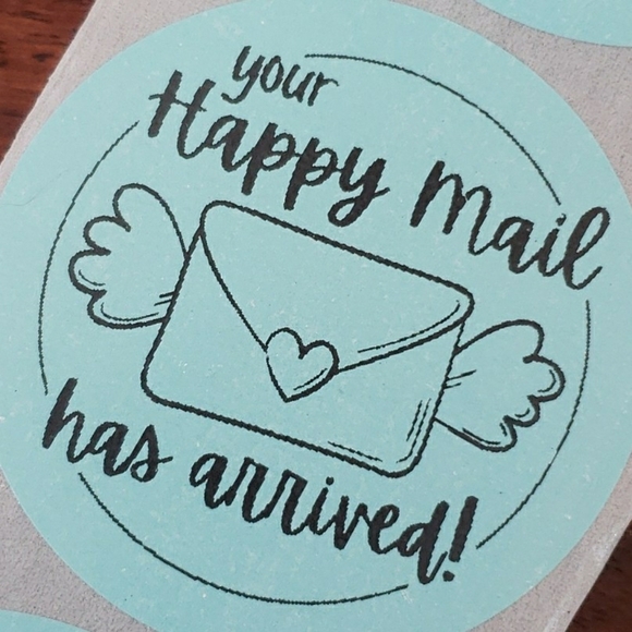 vixen676 Other - 3/$15 Set of 50 LARGE 2 INCH ROUND HAPPY MAIL STICKERS BLUE